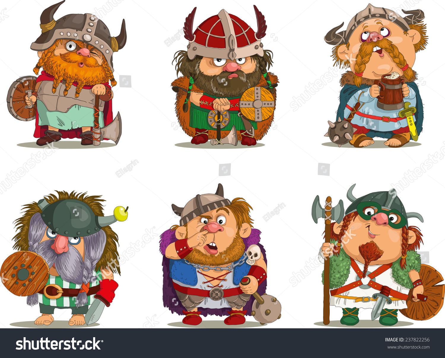 Cartoon Vikings Funny Cartoon Characters Vikings Stock Vector 237822256