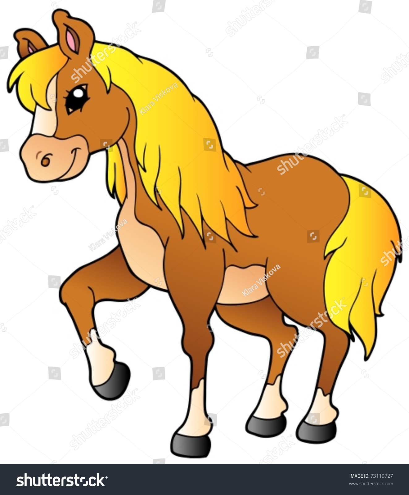 Cartoon Walking Horse Vector Illustration 73119727 Shutterstock