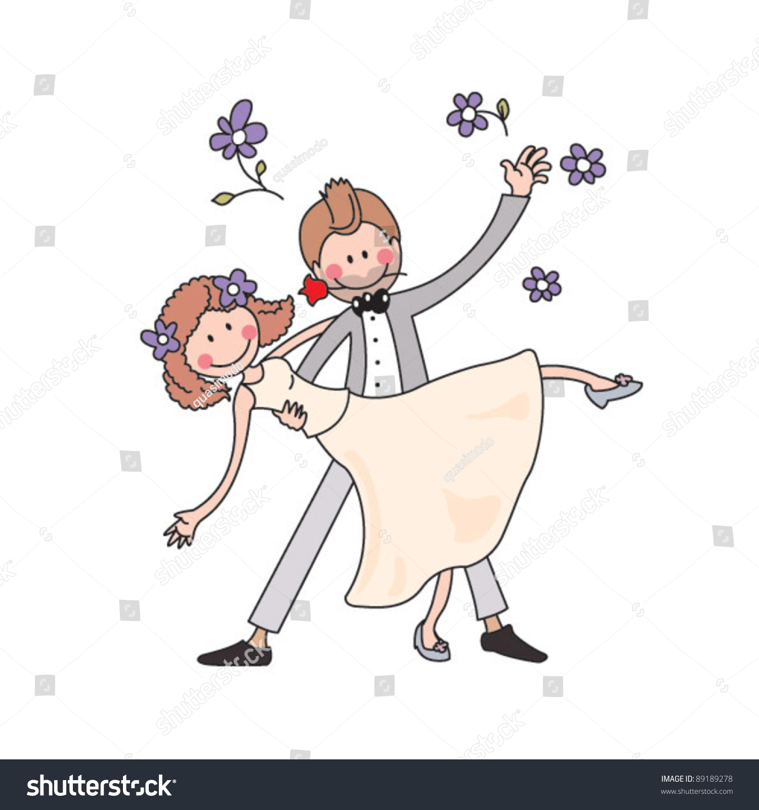 Cartoon Wedding Dance Stock Vector 89189278 Shutterstock 5615
