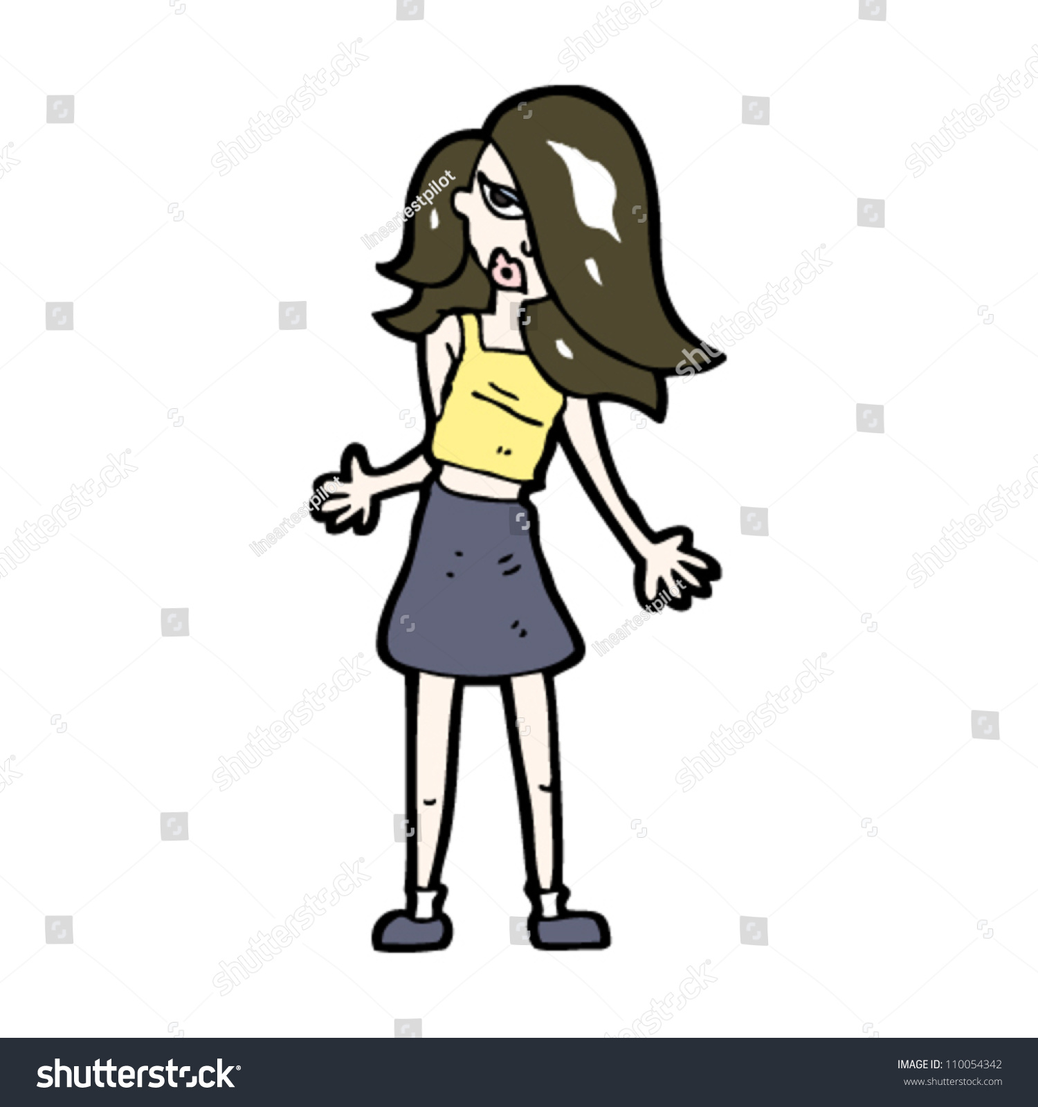 Cartoon Woman With Long Hair Stock Vector Illustration 110054342