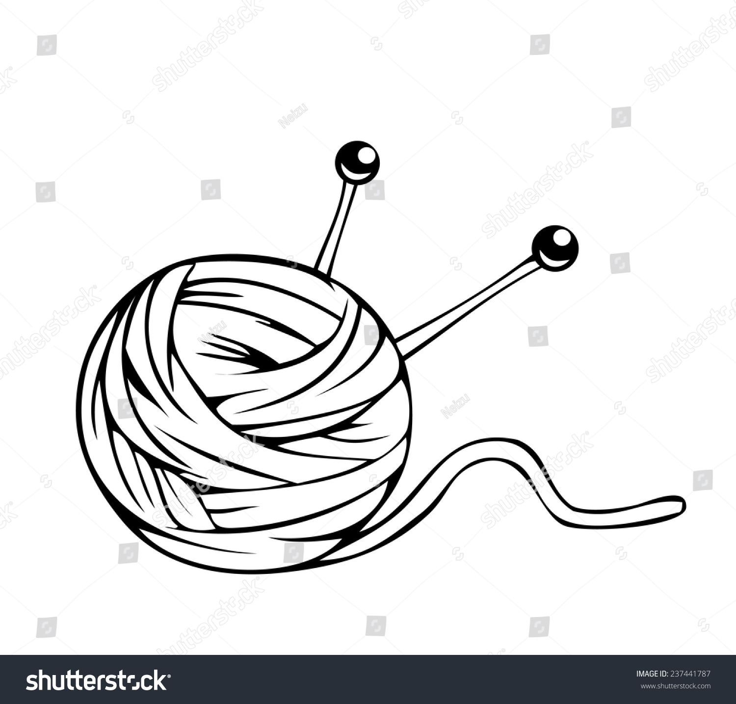 Cartoon Wool Ball Line Art Stock Vector Illustration 237441787