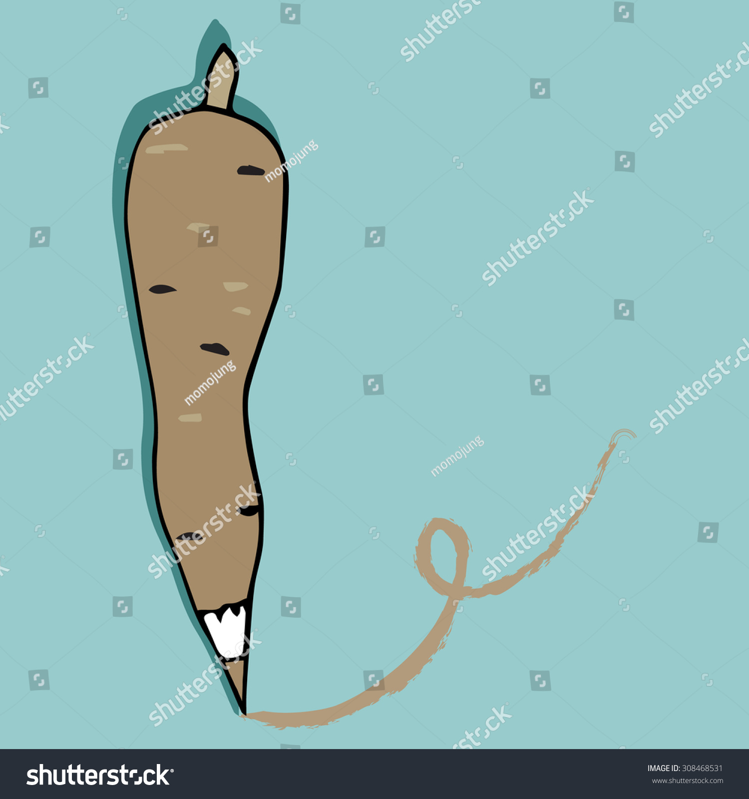 Cassava Color Pencil Drawing Brown Line Stock Vector Illustration 308468531 Shutterstock 9098