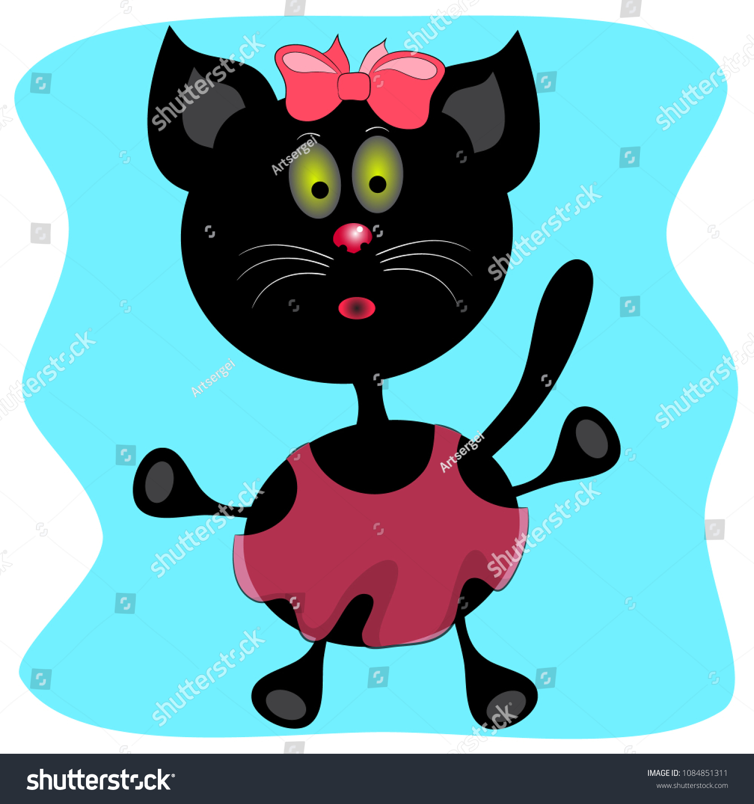 Cat Dress Cartoon Vector Illustration Black Vector De Stock Libre De