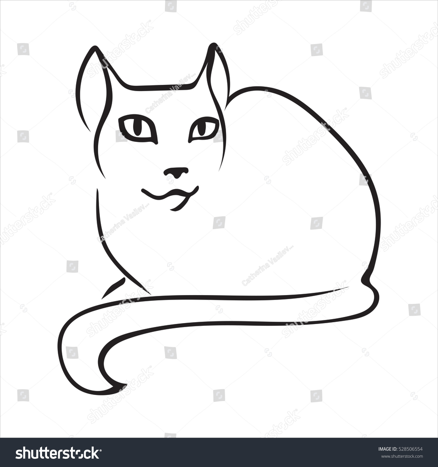 Cat Outline Friendly Pussycat Symbol Logo Stock Vector Shutterstock