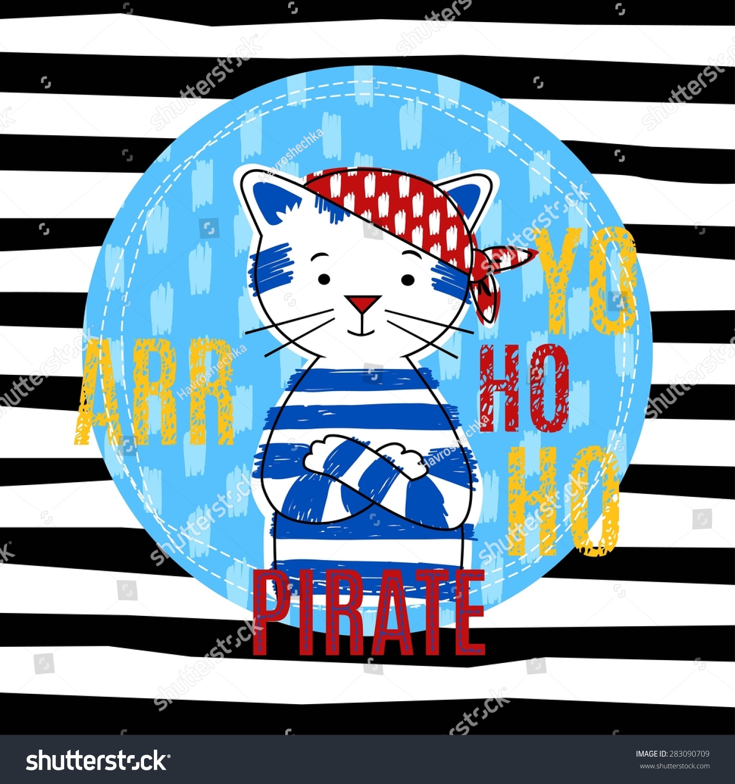 Cat pirate vector illustration T-shirt boy design Cat pirate vector illustration T-shirt boy design