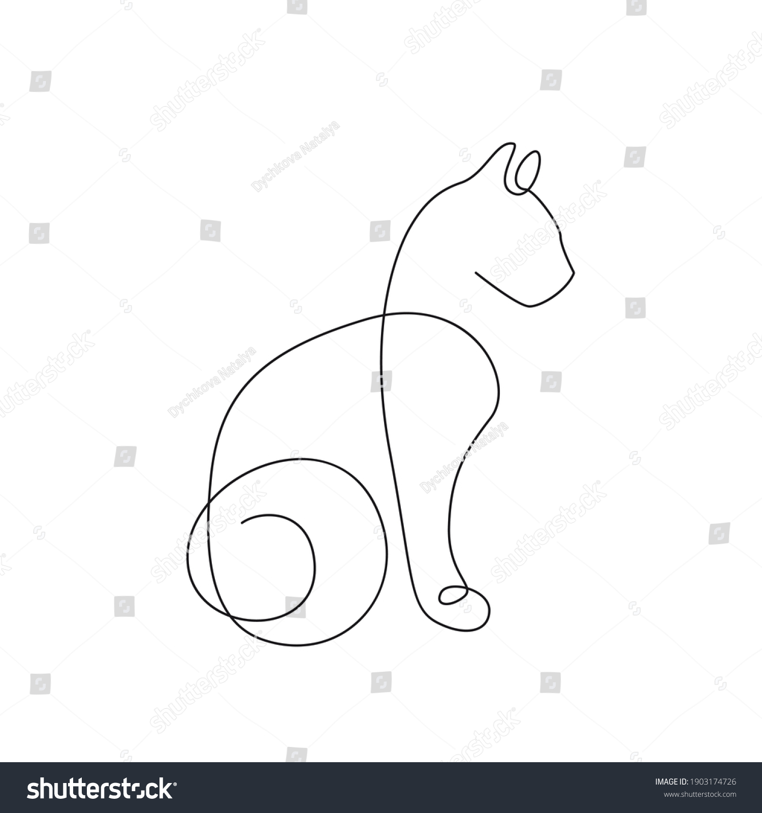 Cat Sitting Continuous Line Drawing Cat Stock Vector Royalty Free