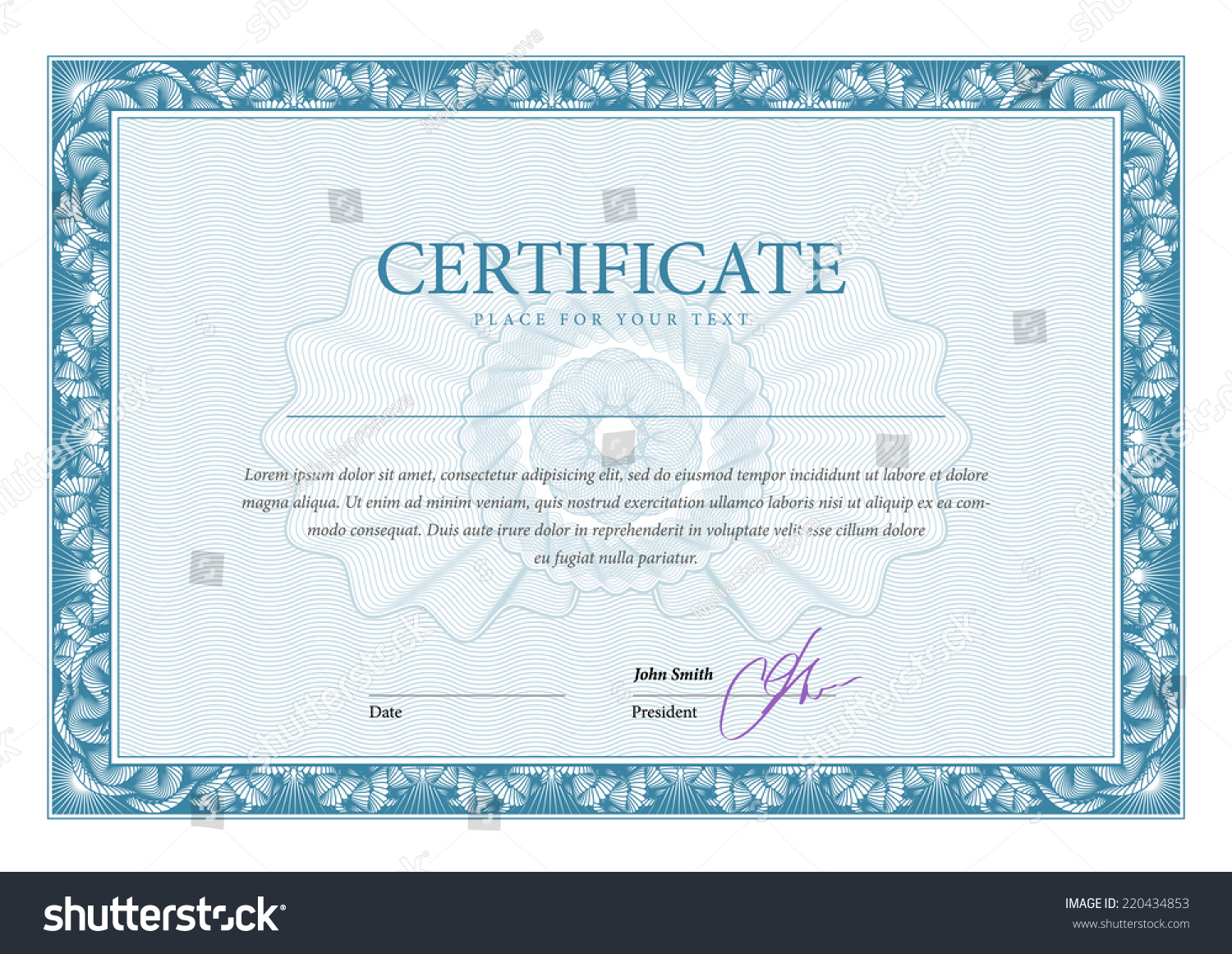 Certificate Template Diplomas Currency Vector Stock Vector 220434853