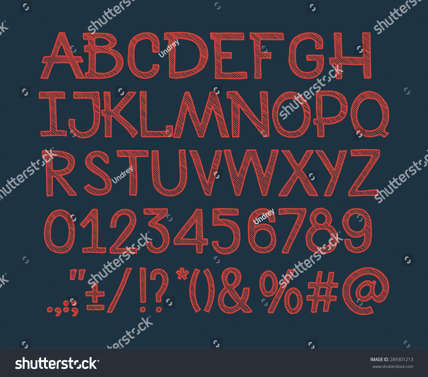 Chalk Sketched Striped Alphabet Abc Vector Stock Vector Royalty Free