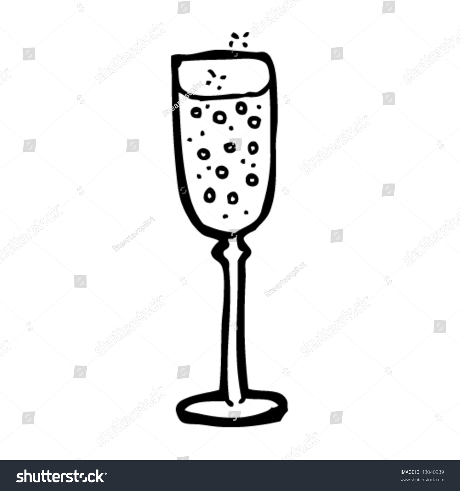 Champagne Glass Drawing Stock Vector Illustration 48040939 : Shutterstock