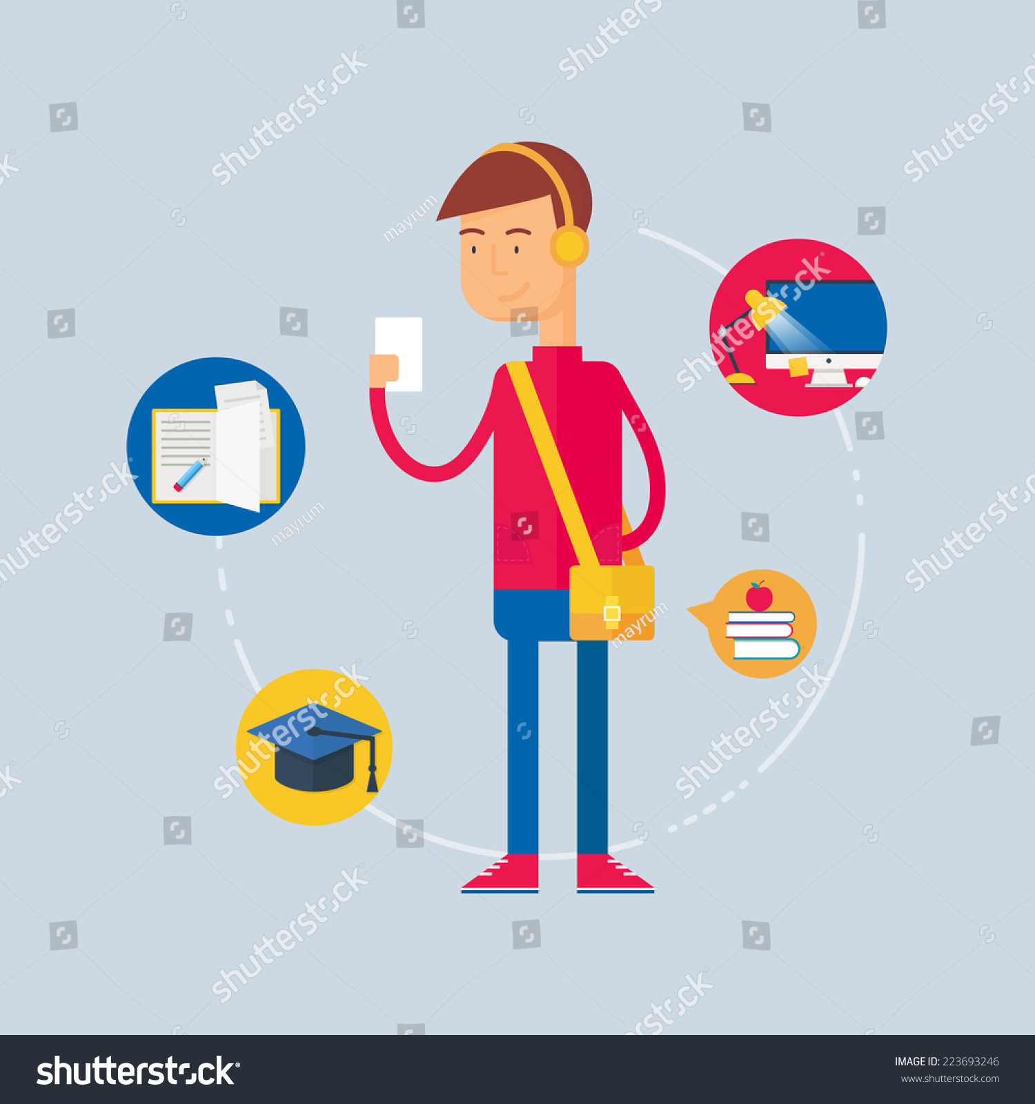 Character - Student, Education Concept. Vector Illustration, Flat Style