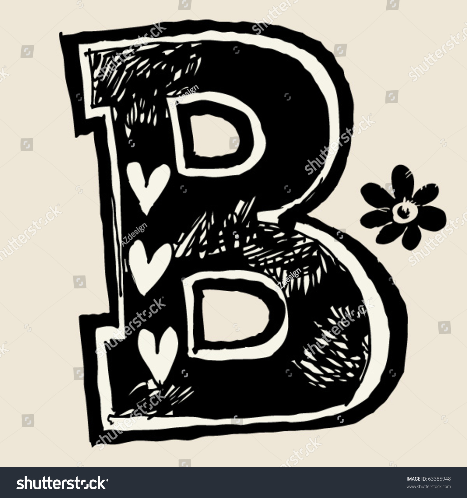 Charcoal Alphabet, Doodle B Stock Vector 63385948 : Shutterstock