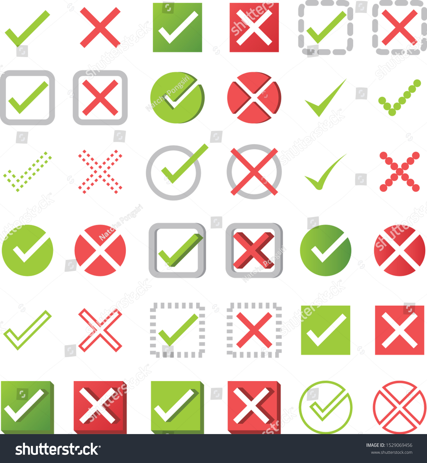 Check Wrong Icons Set Check Marks Stock Vector Royalty Free