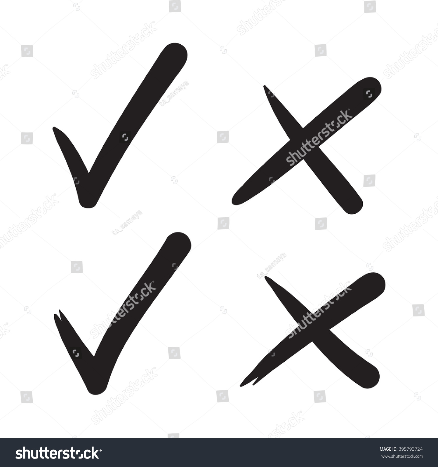 Check Mark Vector Hand Drawn Icon Stock Vector 395793724 - Shutterstock