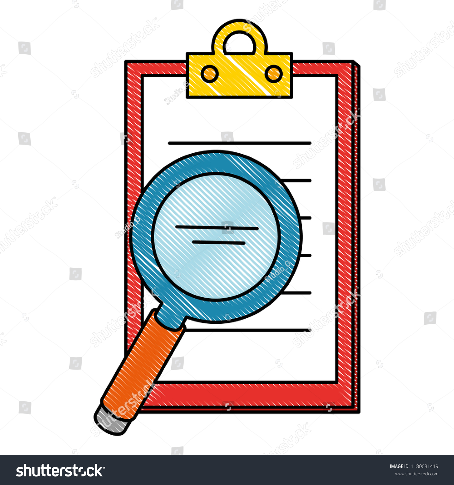 Checklist Clipboard Magnifying Glass Stock Vector Royalty Free