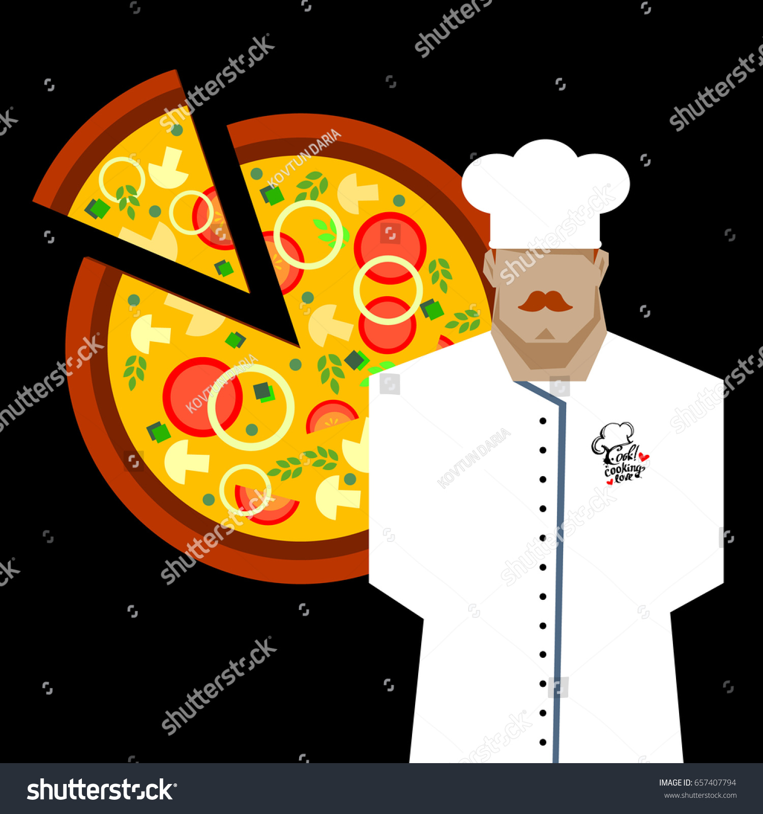 Chef Cook Serving Food Realistic Cartoon Stock Vector Royalty Free