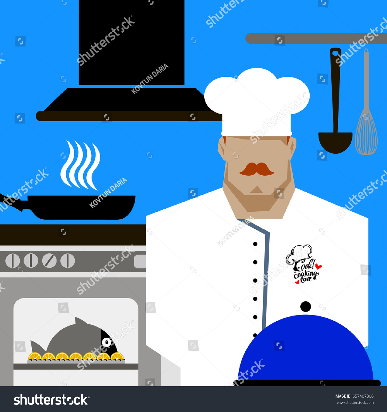 Chef Cook Serving Food Realistic Cartoon Stock Vector Royalty Free