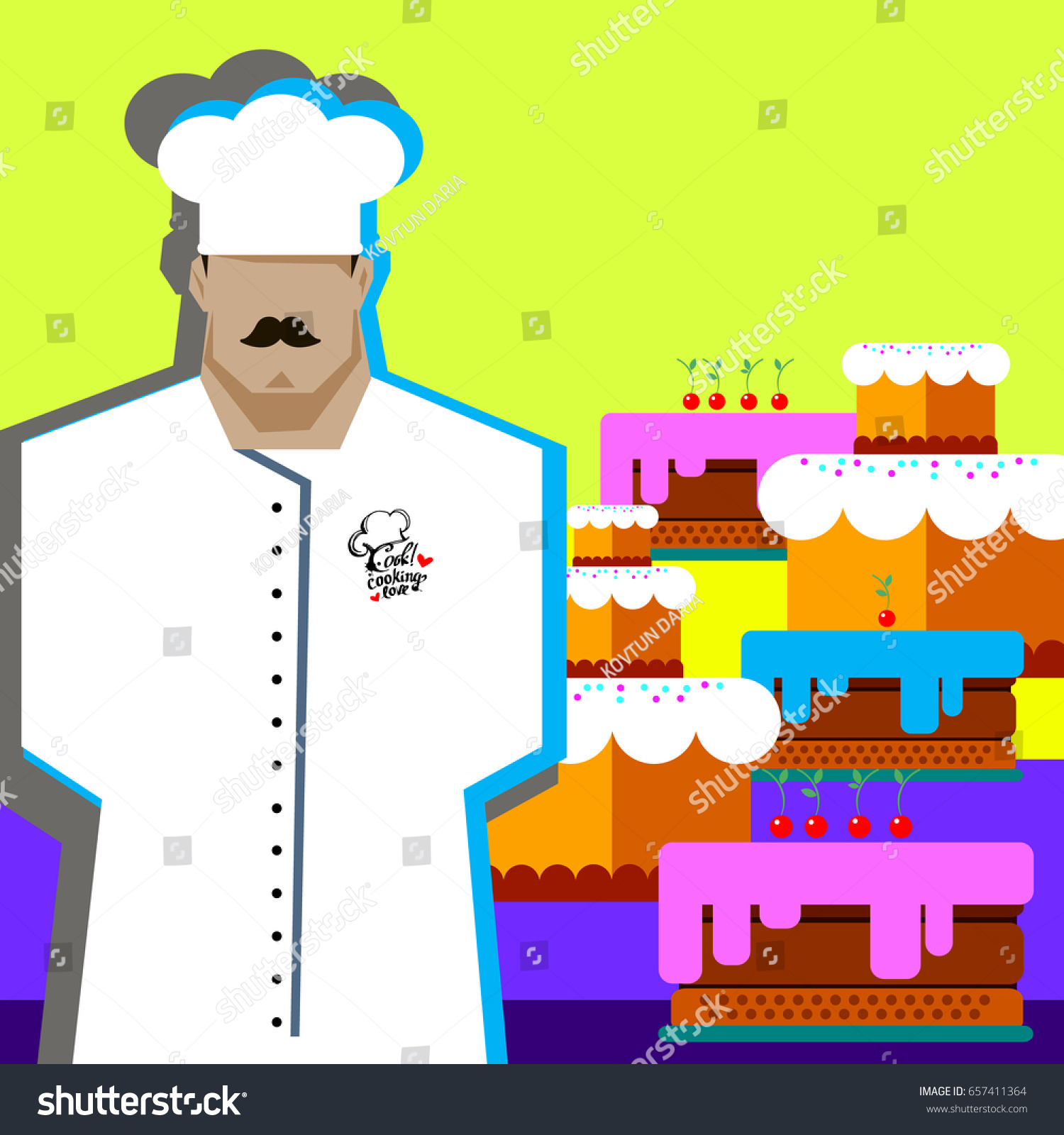 Chef Cook Serving Food Realistic Cartoon Stock Vector Royalty Free