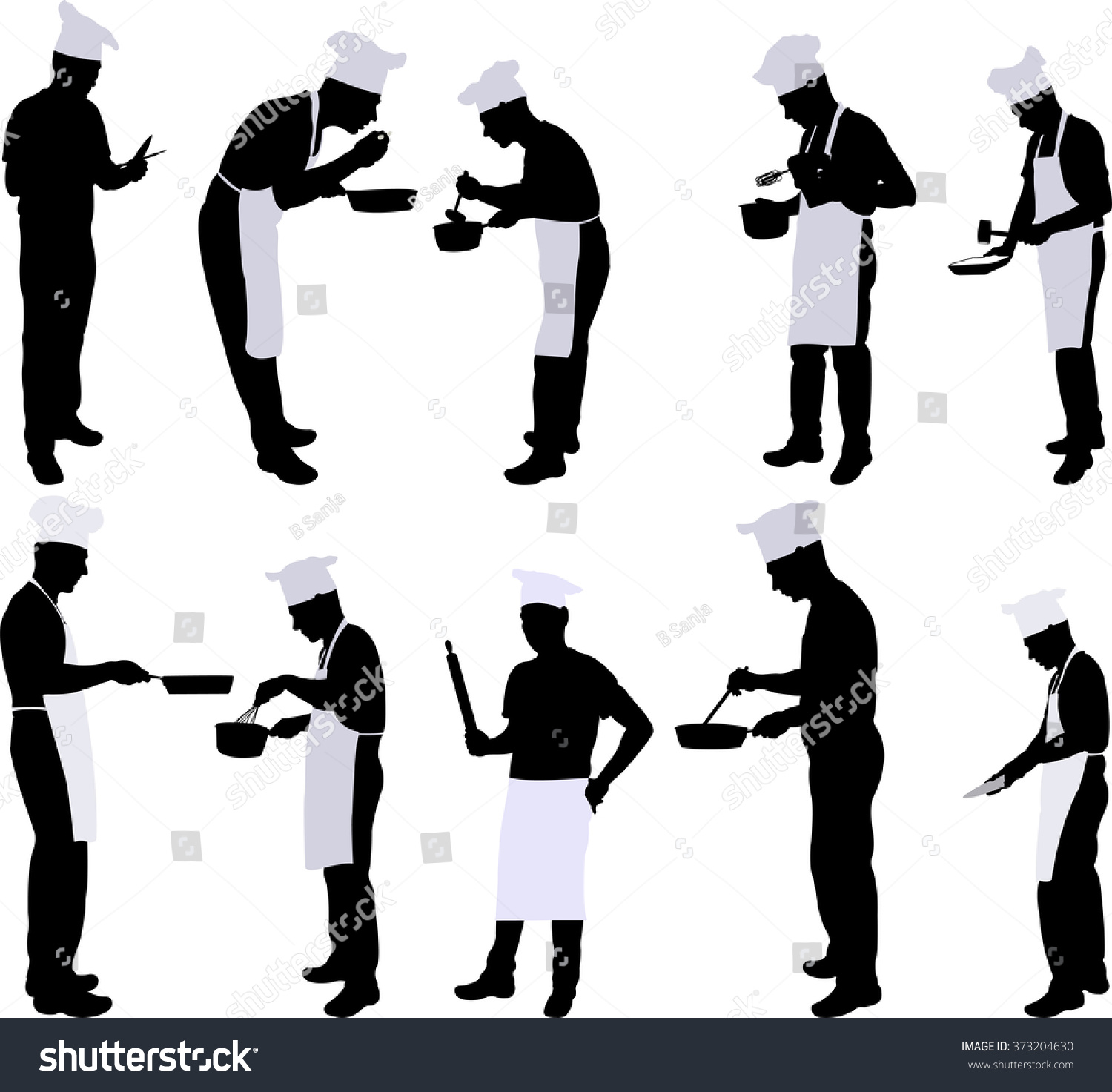 Chef Silhouette Collection - Vector - 373204630 : Shutterstock