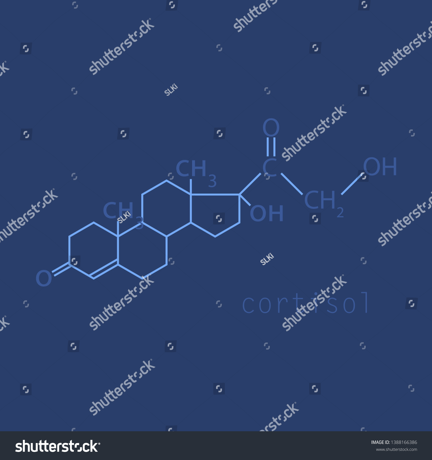 Chemical Molecular Formula Hormone Cortisol Hormone Stock Vector