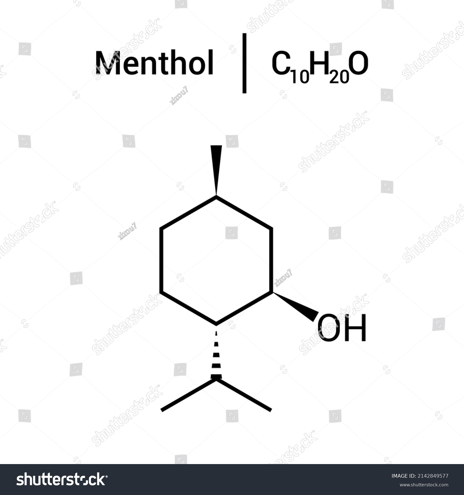 Chemical Structure Menthol C10h20o Stock Vector Royalty Free