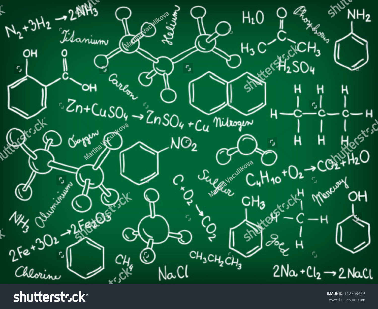 Chemistry Background Molecule Models Formulas Handdrawn Stock Vector