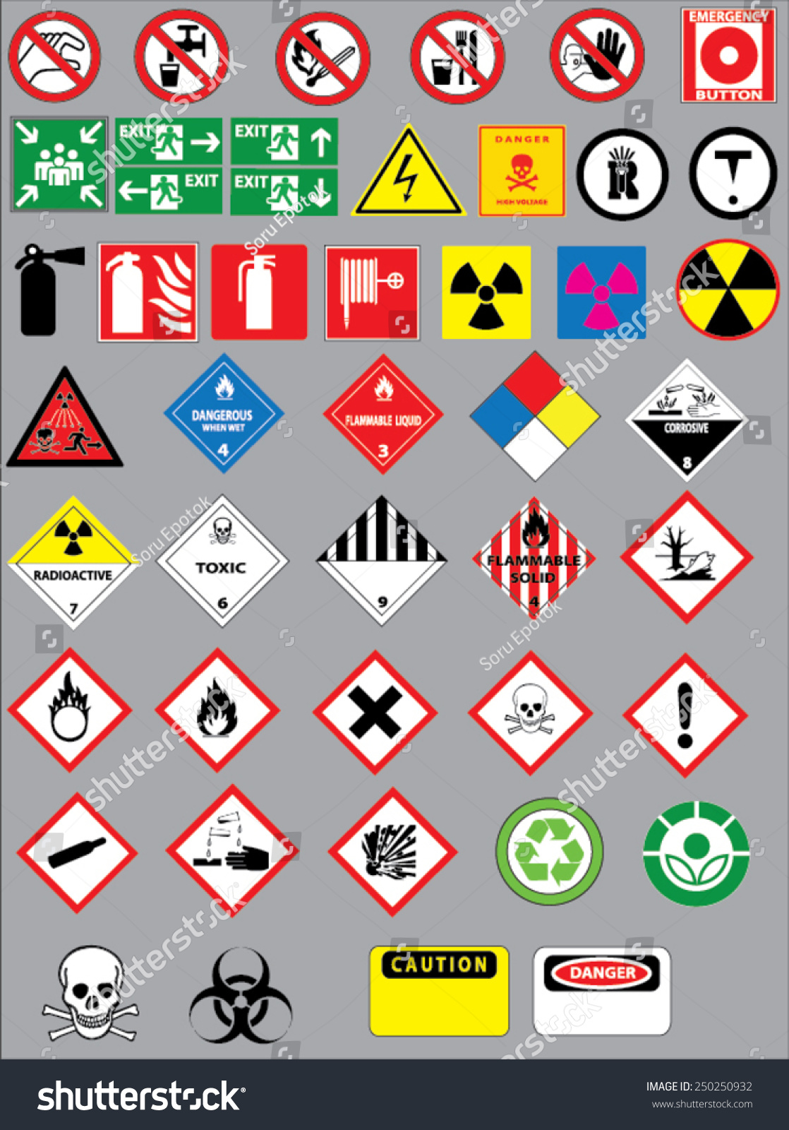Chemistry Hazard And Warning Symbols Vector Set Shutterstock