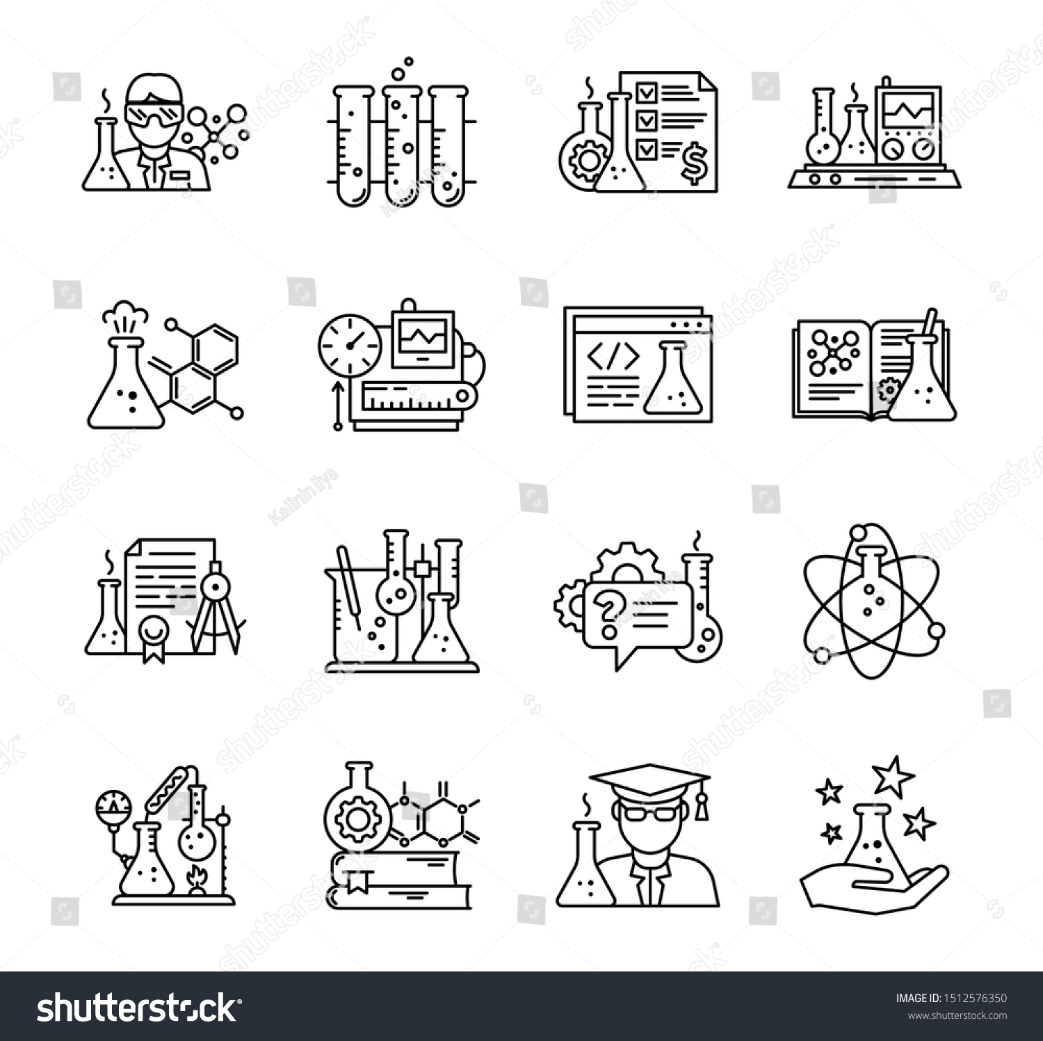 Chemistry Science Icon Set Education Lab Stock Vector Royalty Free