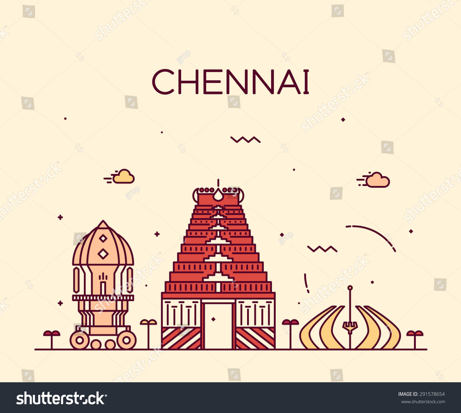 Chennai Skyline Detailed Silhouette Trendy Vector Illustration