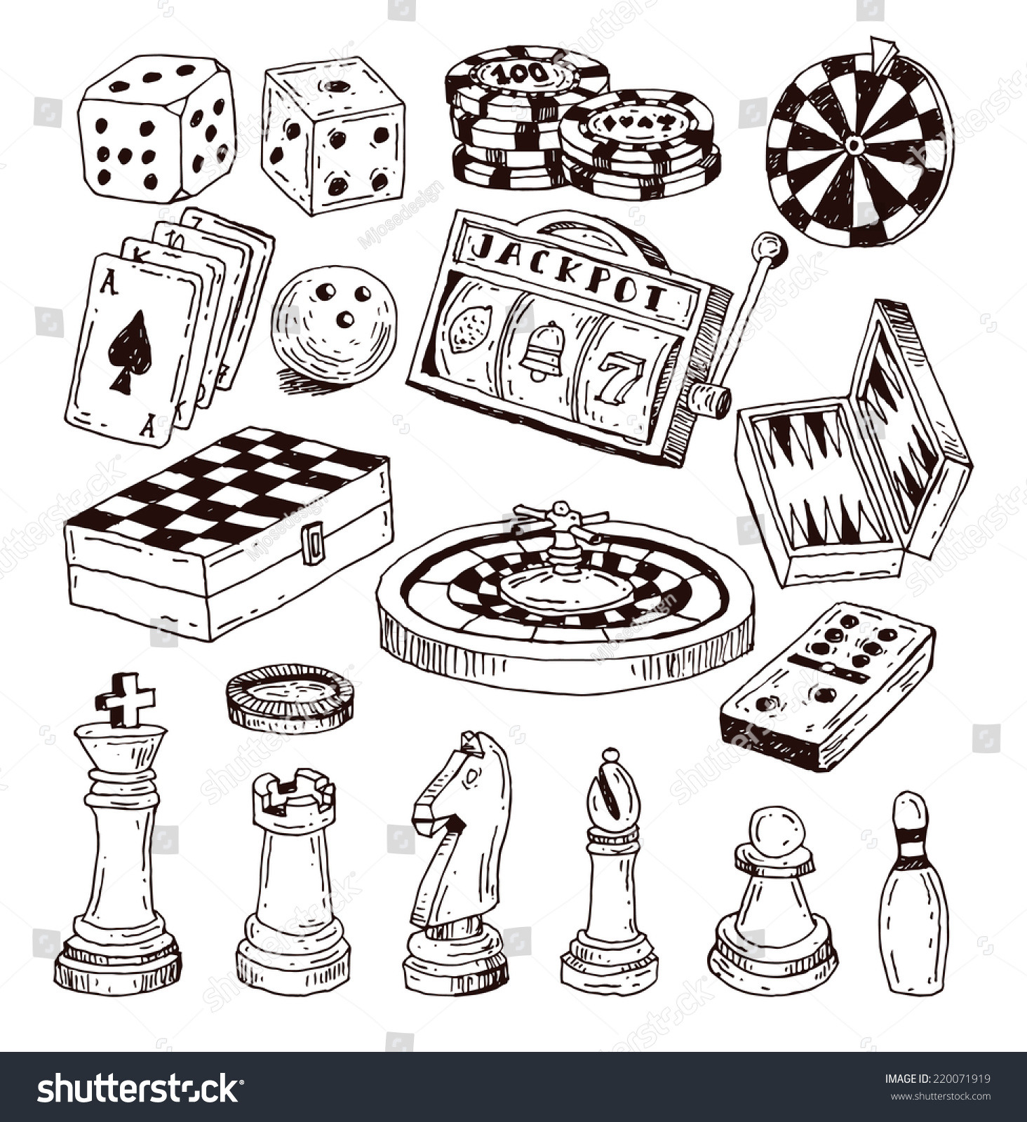 Chess Piece, Hand Drawn Vector Illustration. - 220071919 : Shutterstock