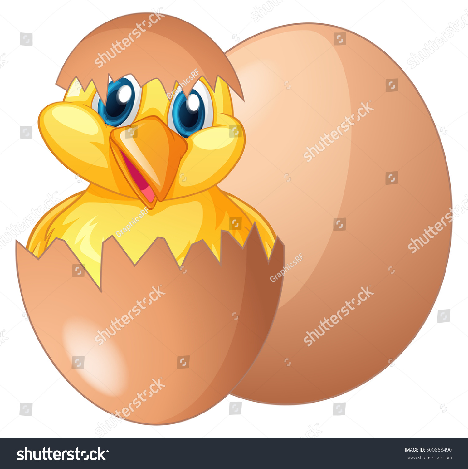 Chick Coming Out Egg Illustration Stock Vector Royalty Free 600868490