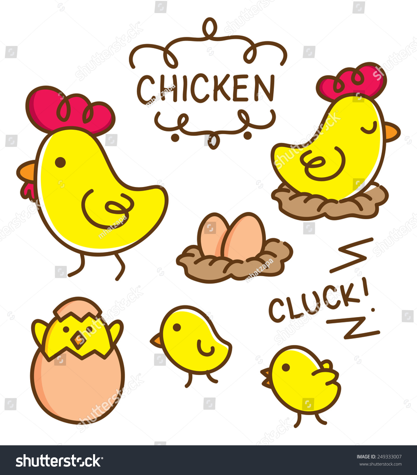 Chicken Doodle Stock Vector Illustration 249333007 Shutterstock