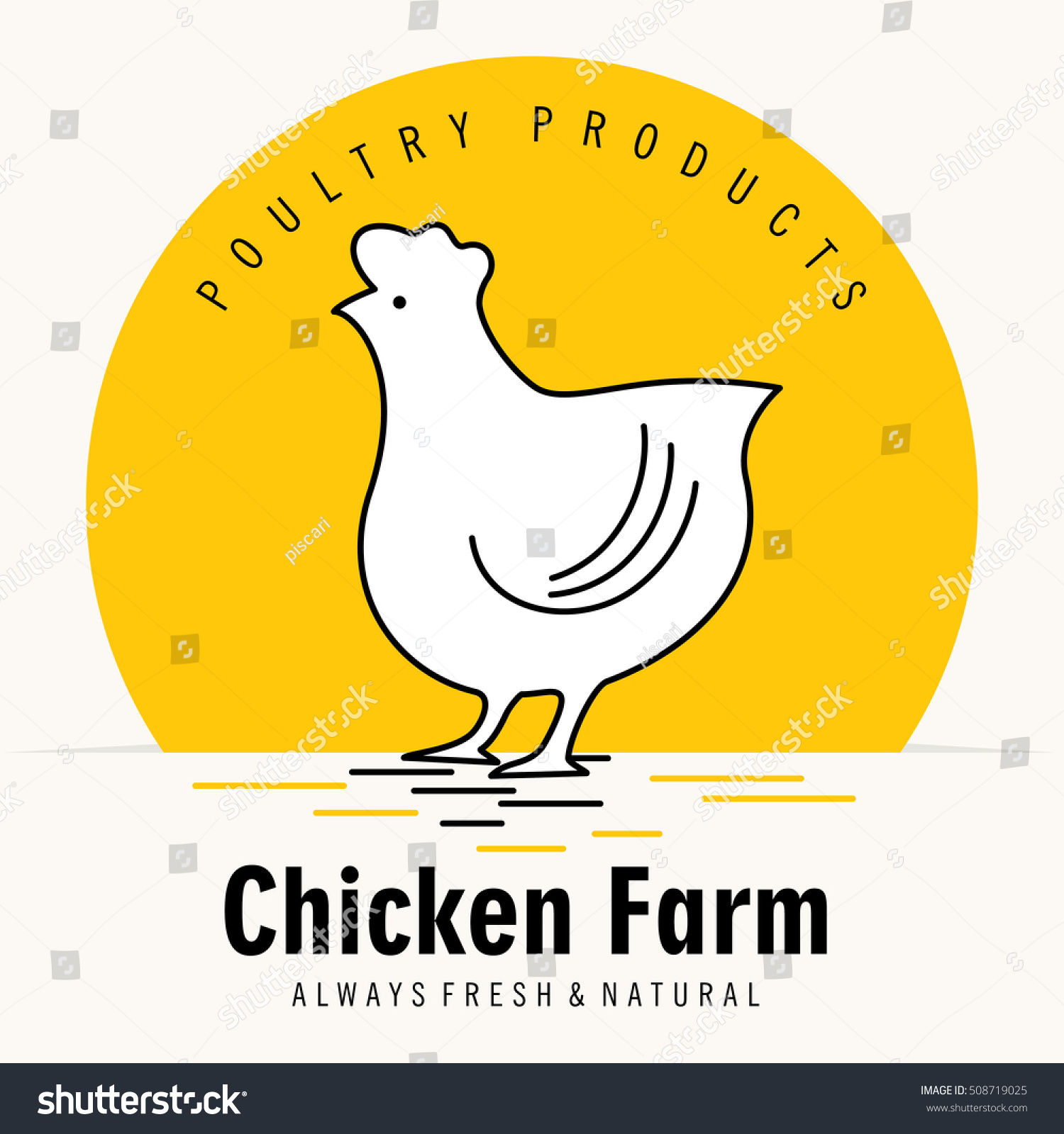 Chicken Farm Logo With Bird Silhouette Poultry Products Sticker Emblem Round Shape Simple 1982