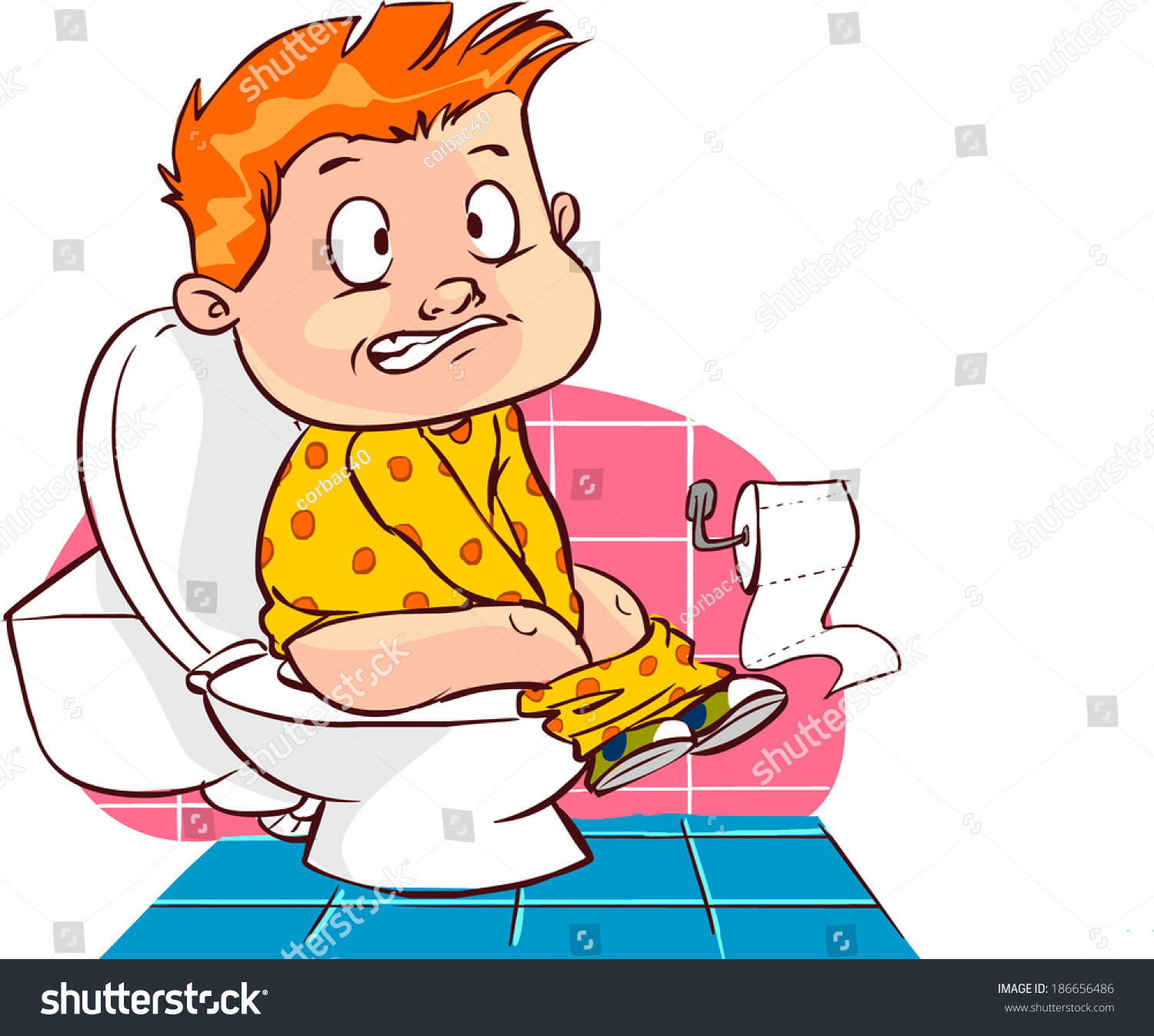 Baby Boy Sitting On The Toilet Stock Vector Illustration 