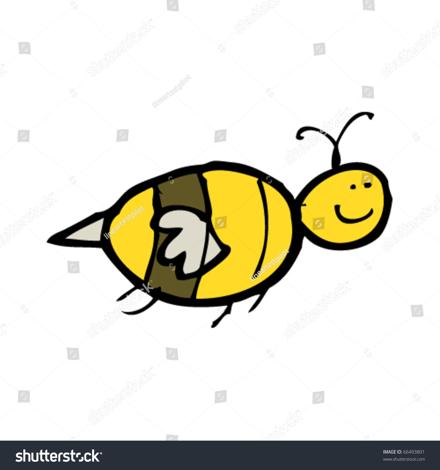 Child's Drawing Of A Happy Bee Stock Vector Illustration 66493801 