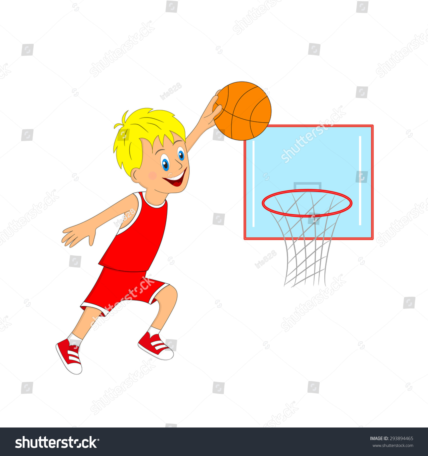 Children Boy Playing Basketball Throwing Ball Stock Vector 293894465