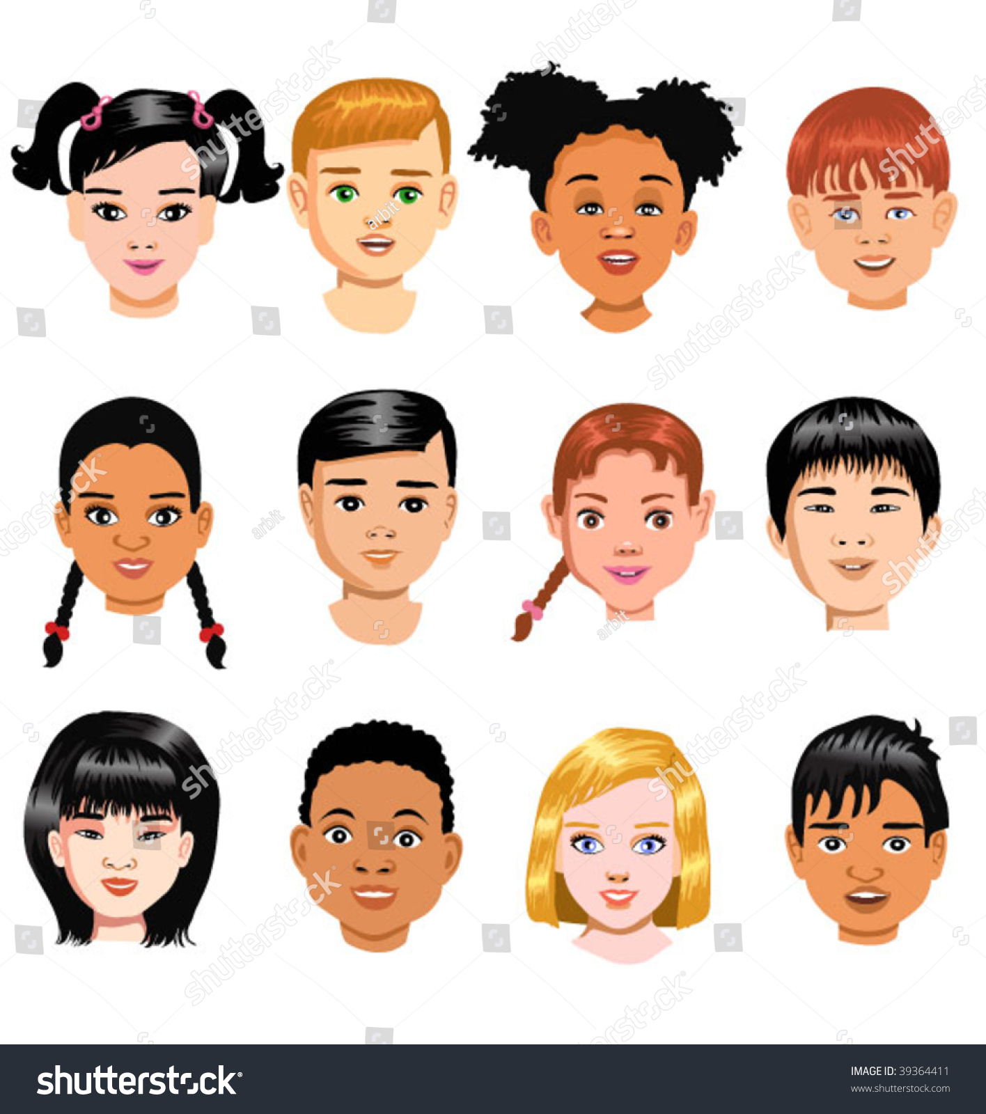 Children Of Different Races Stock Vector 39364411 : Shutterstock