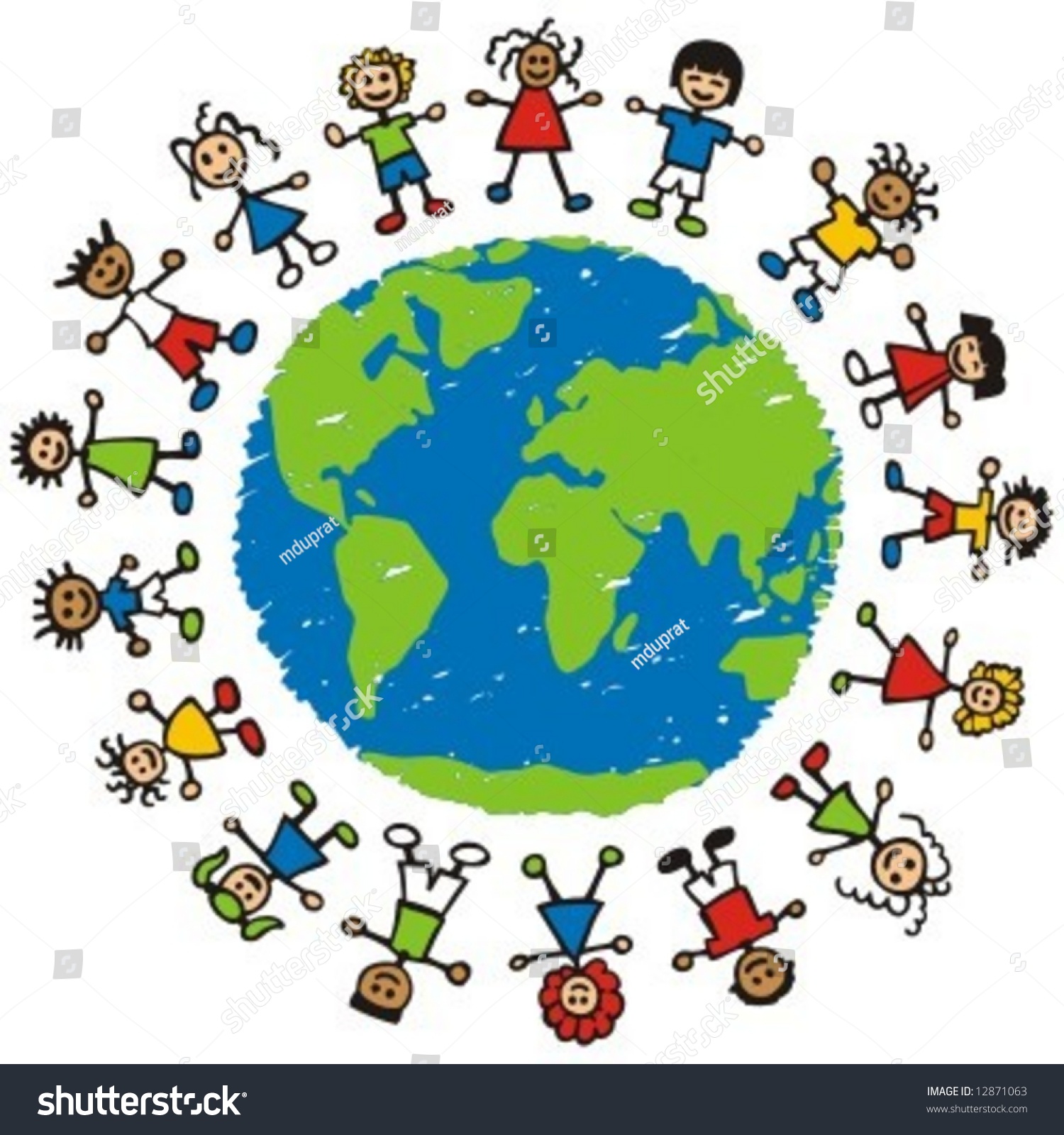 Children Of Different Races Hugging The Planet Earth. Stock Vector 