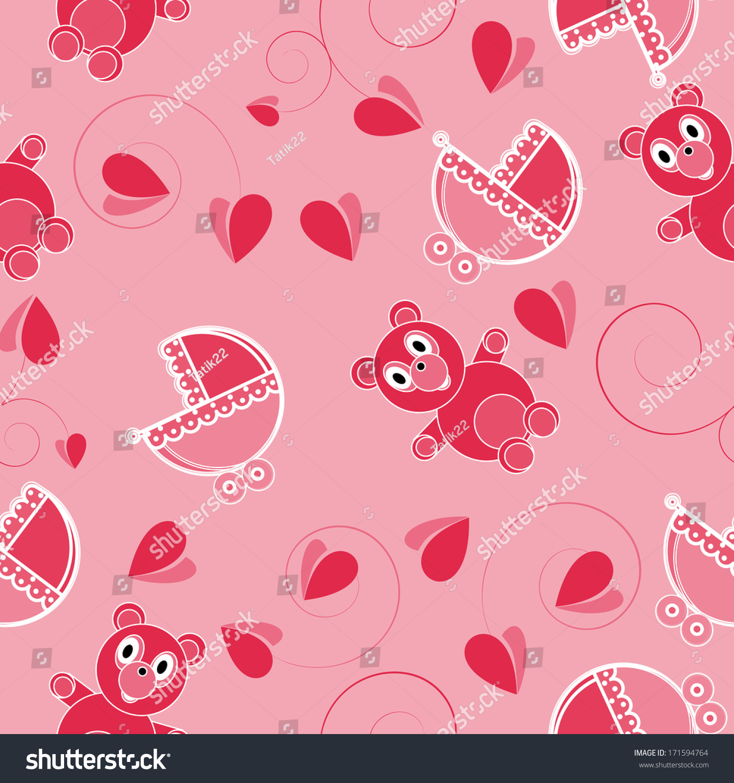 Children Pink Abstract Seamless Pattern On Pink Background Stock Vector