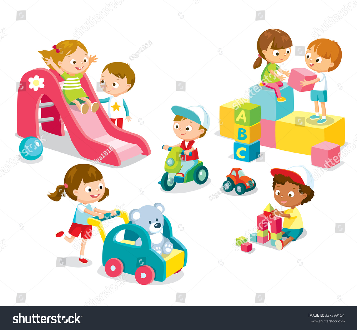 Children Play Toys Kindergarten Stock Vector 337399154 - Shutterstock