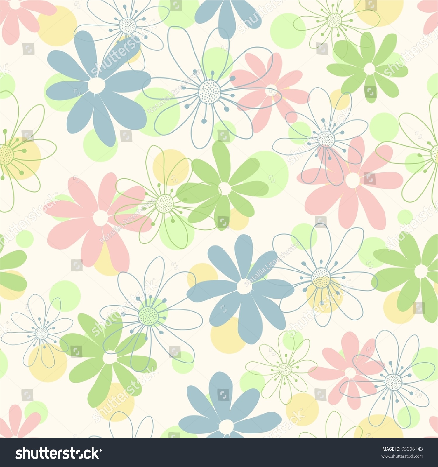 Children’S Seamless Background With Multicolored Flowers Stock Vector