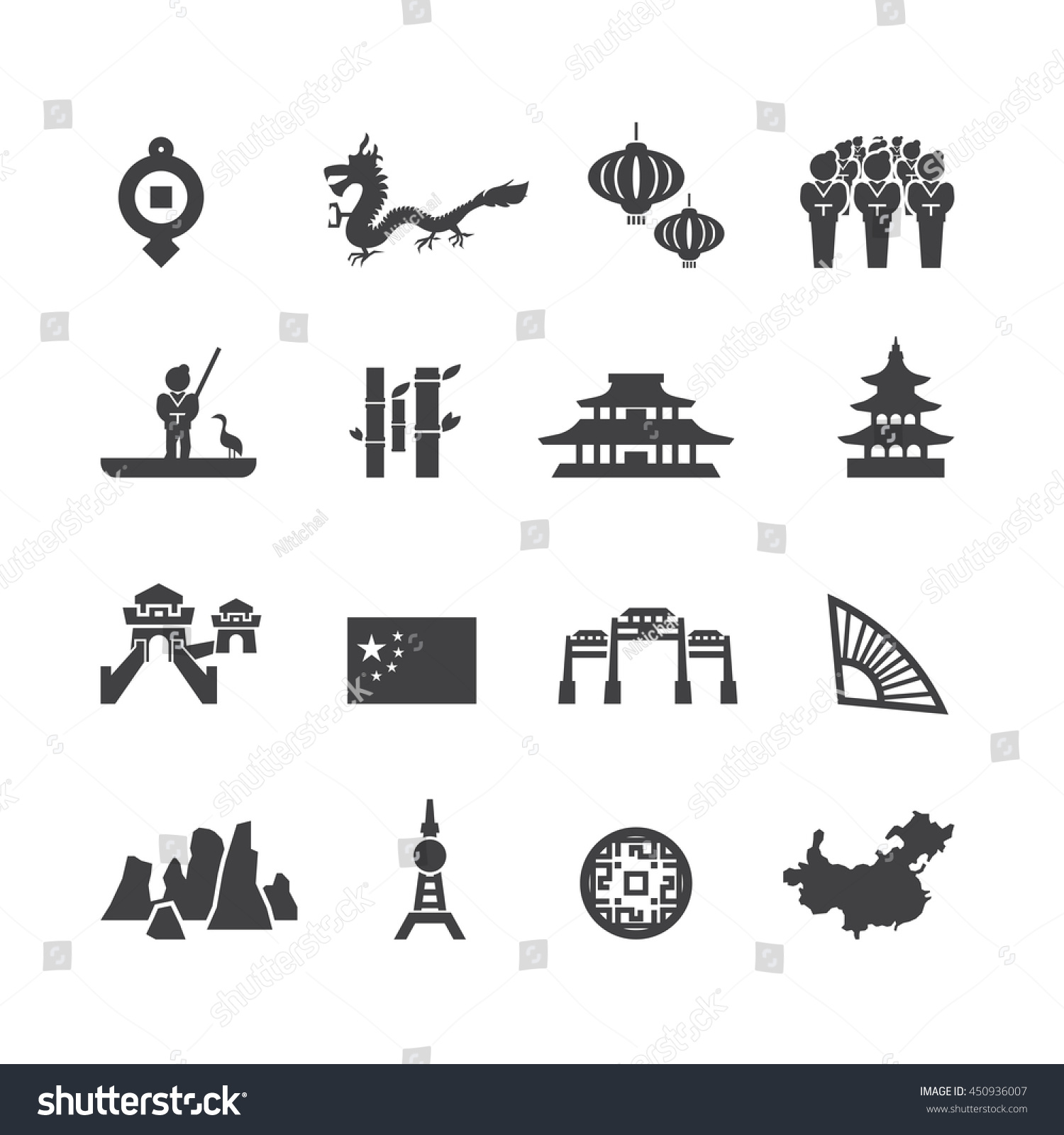 China Icons Setvector Stock Vector Royalty Free 450936007 Shutterstock