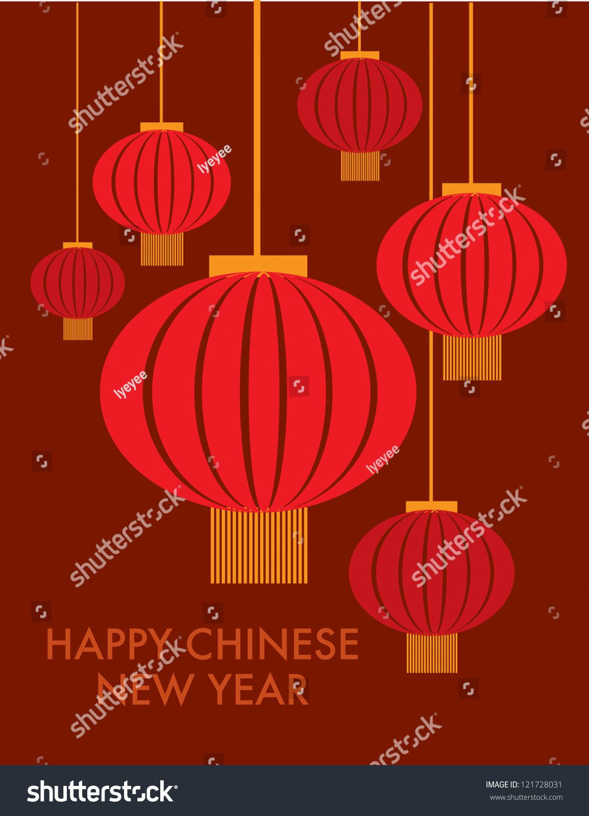 Chinese Lantern Template Vectorillustration Stock Vector 121728031