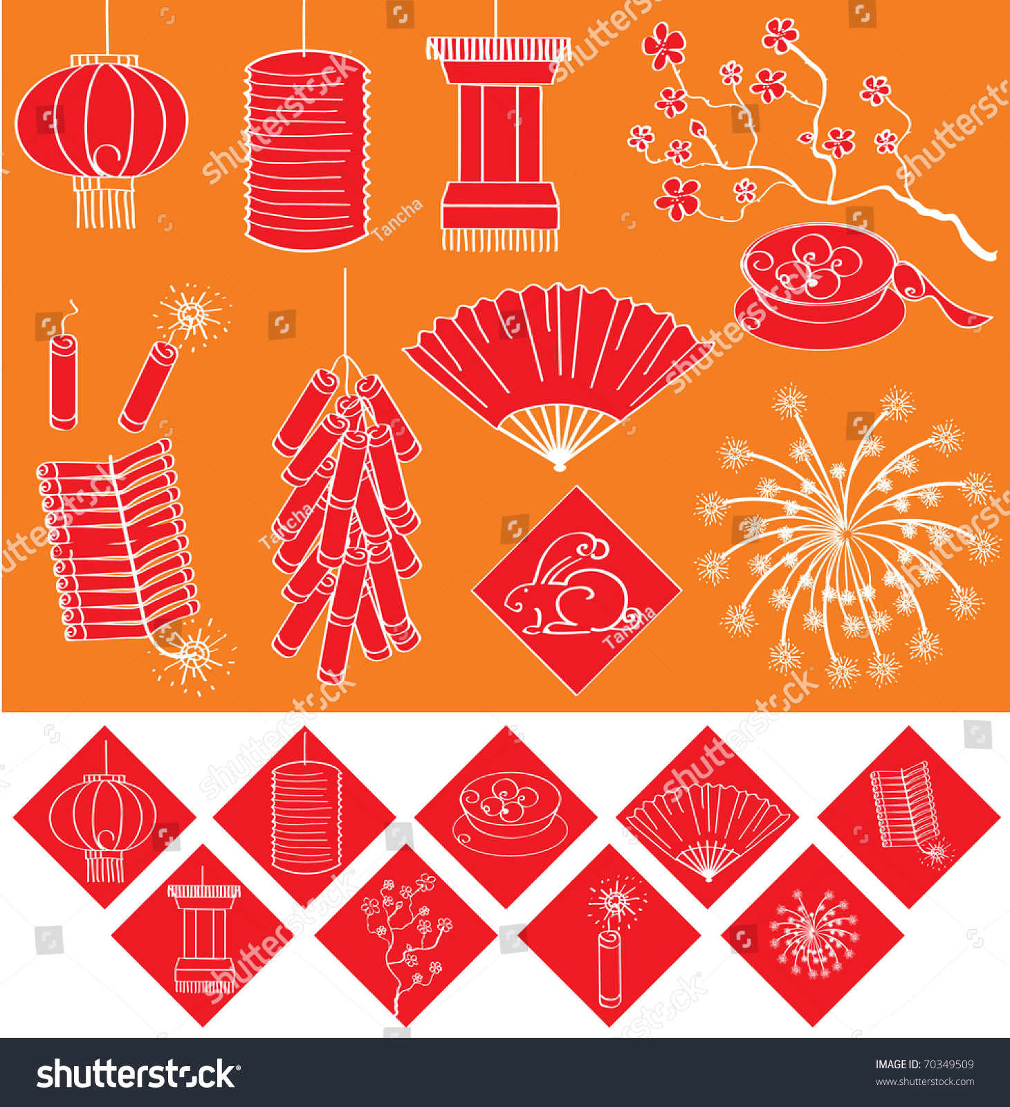 stock vector chinese new year elements for celebrations vector symbols 70349509