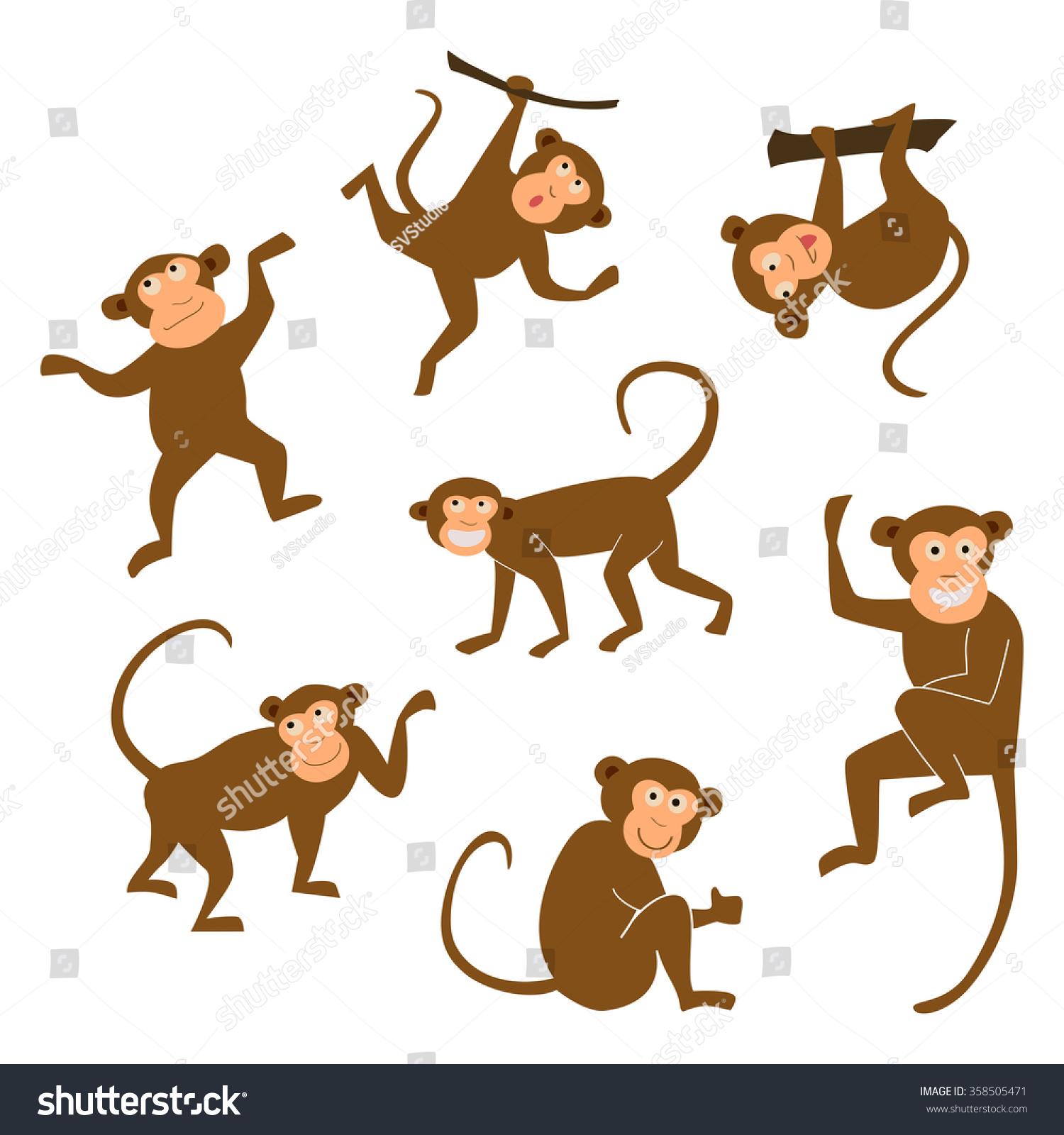 Chinese New Year 2016 Monkeys Decoration Stock Vector 358505471