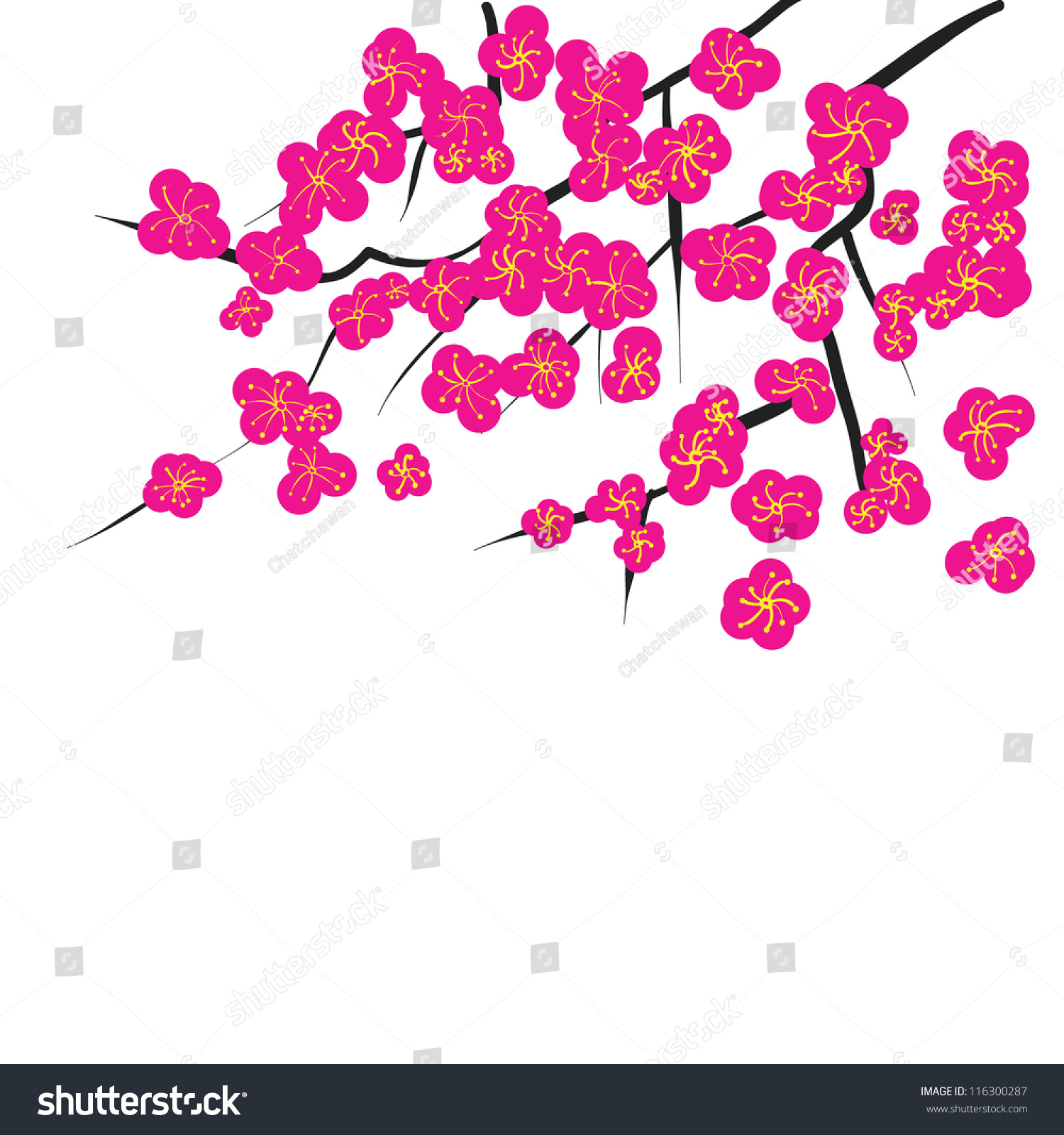 Chinese Style Flower Drawing Vector - 116300287 : Shutterstock