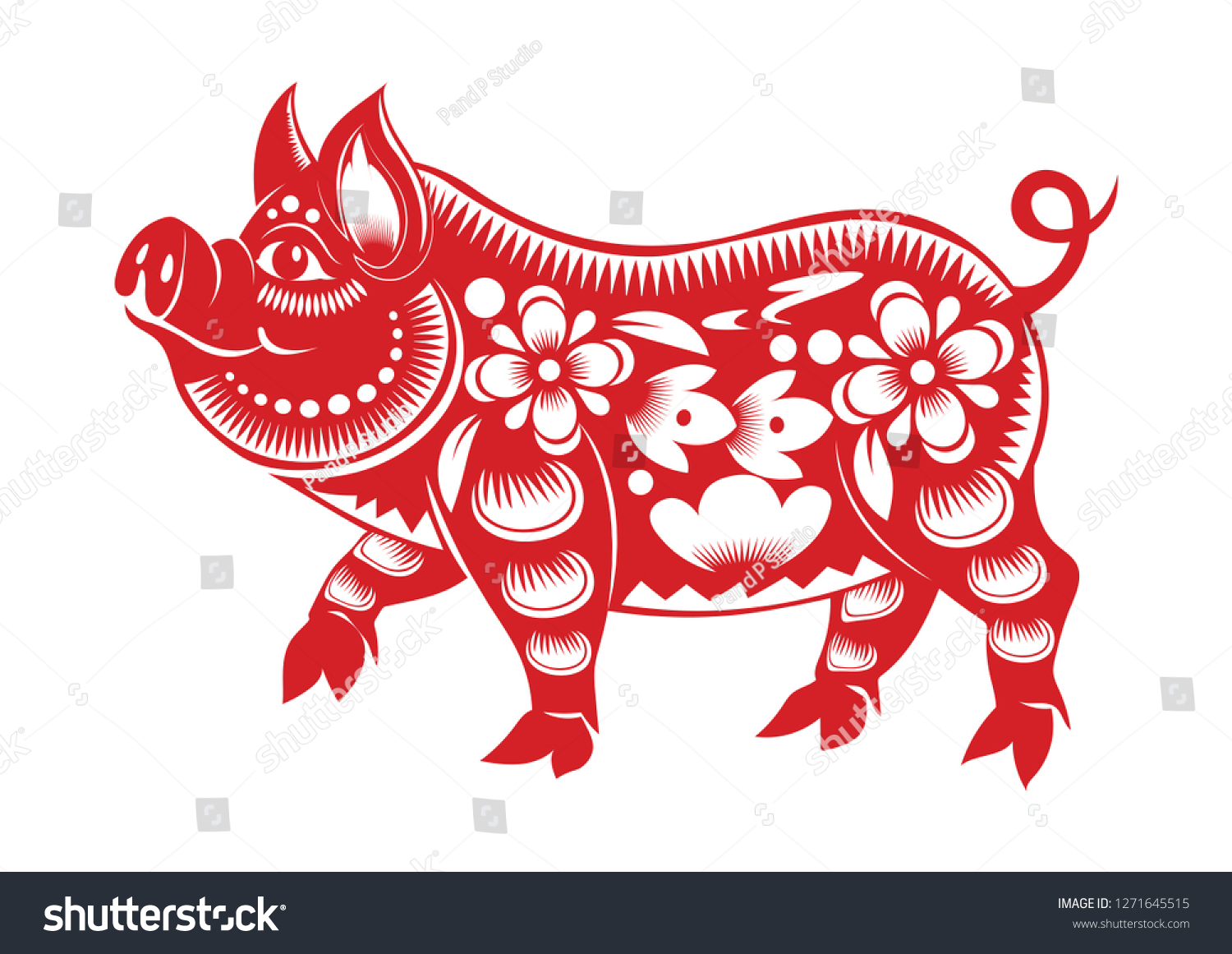 Chinese Zodiac Sign Year Pigred Paper Stock Vector Royalty Free