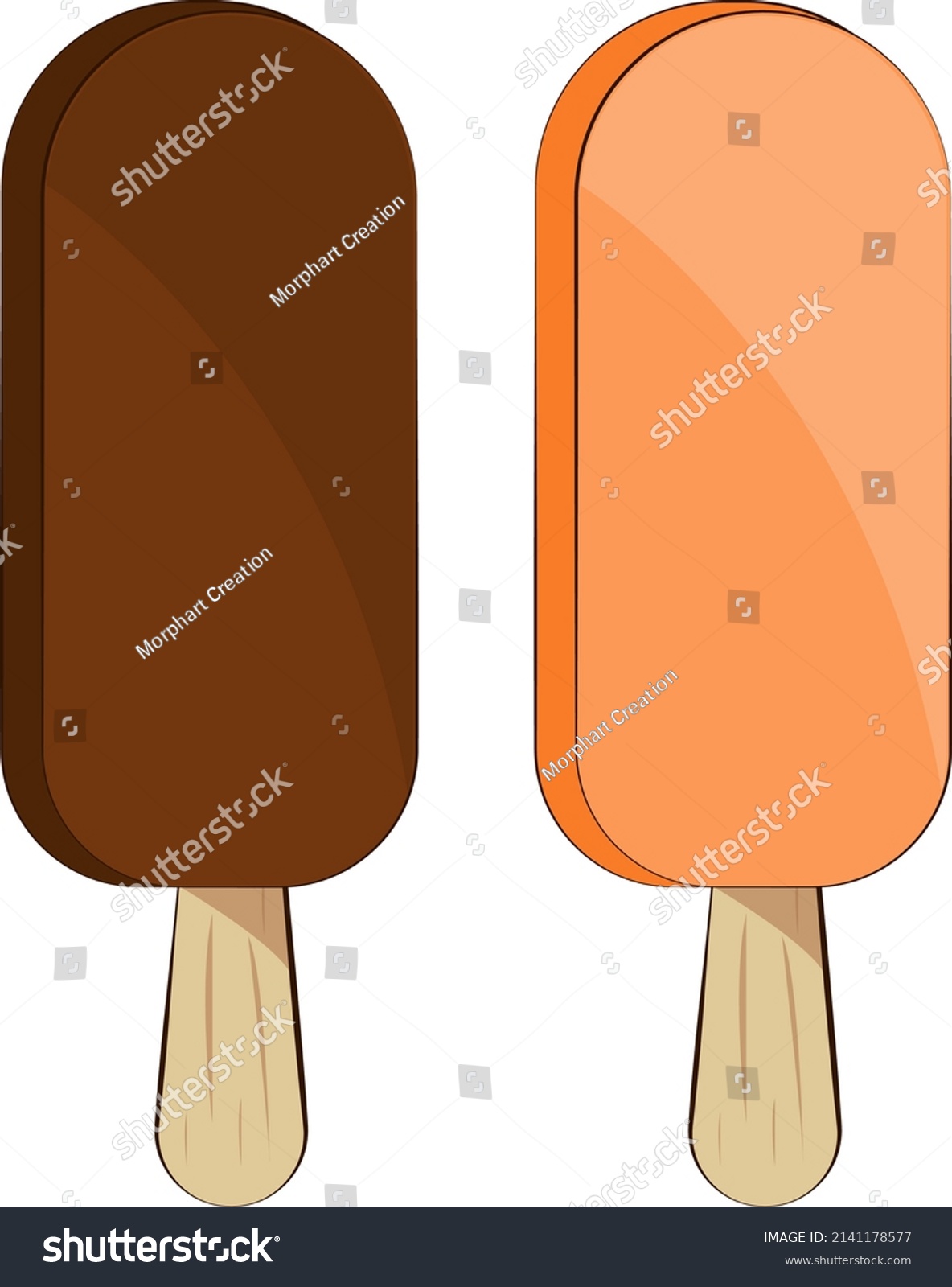 Chocolate Ice Creams On Stick Illustration Stock Vector Royalty Free