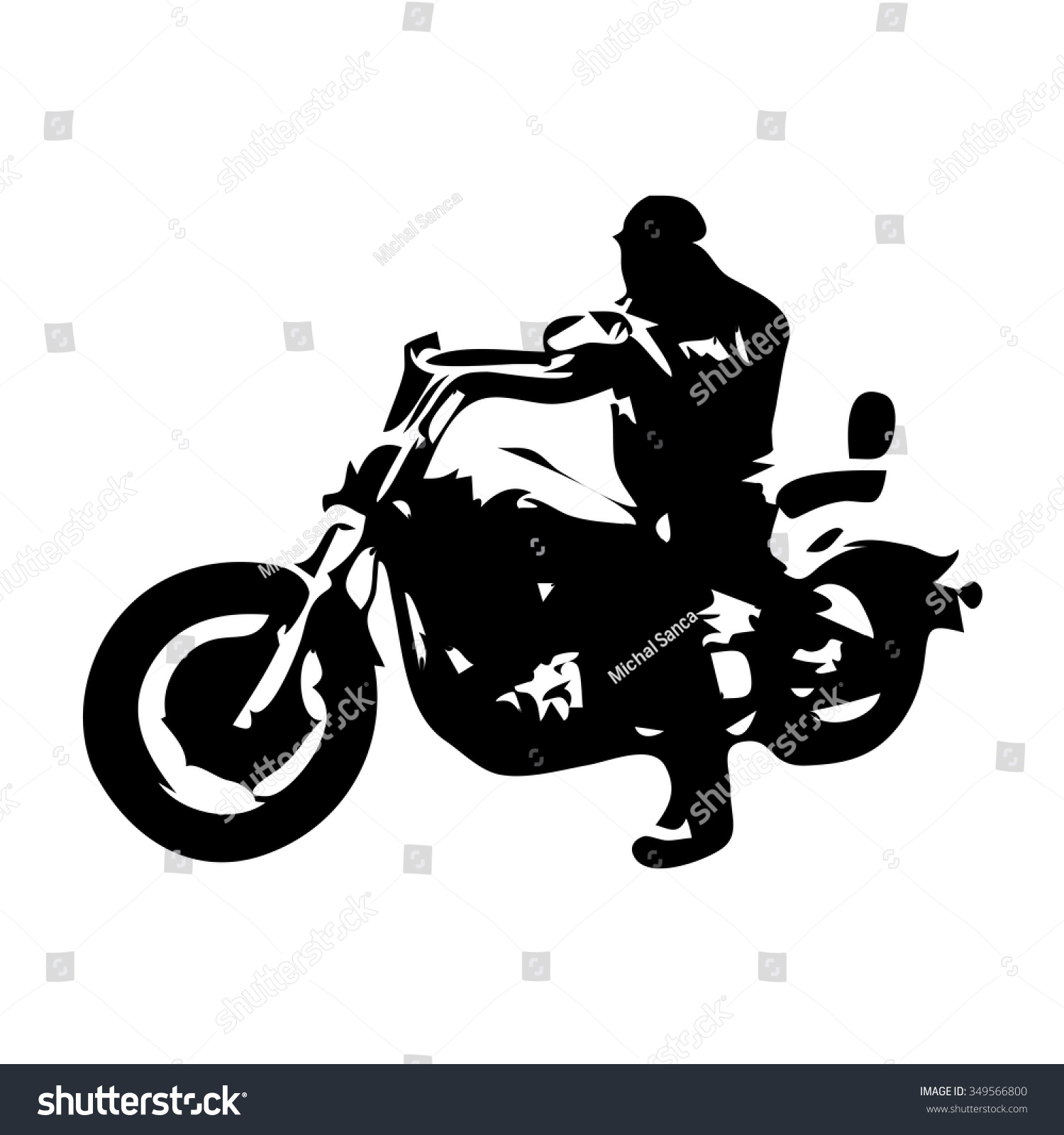 Chopper Motorcycle Motorbike Rider Vector Silhouette 349566800