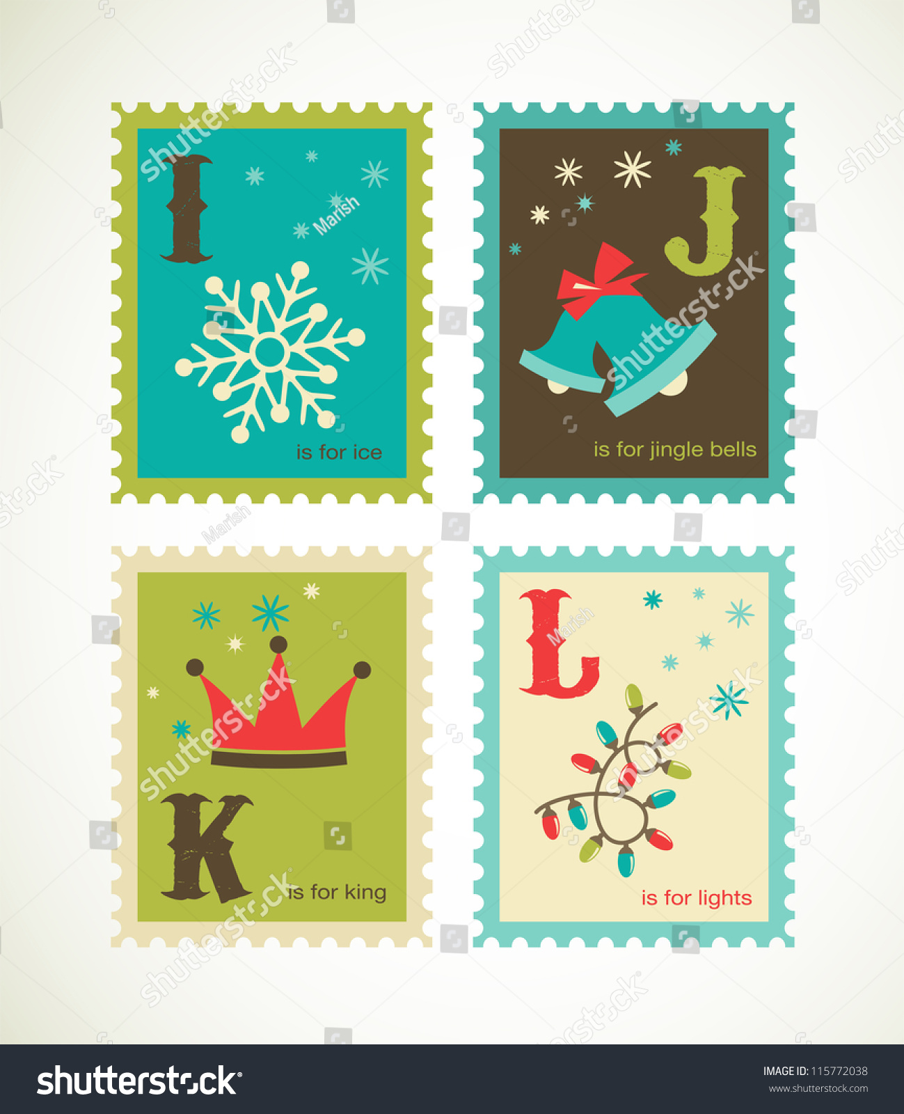 Christmas Alphabet With Cute Xmas Icons Stock Vector Illustration 115772038 : Shutterstock