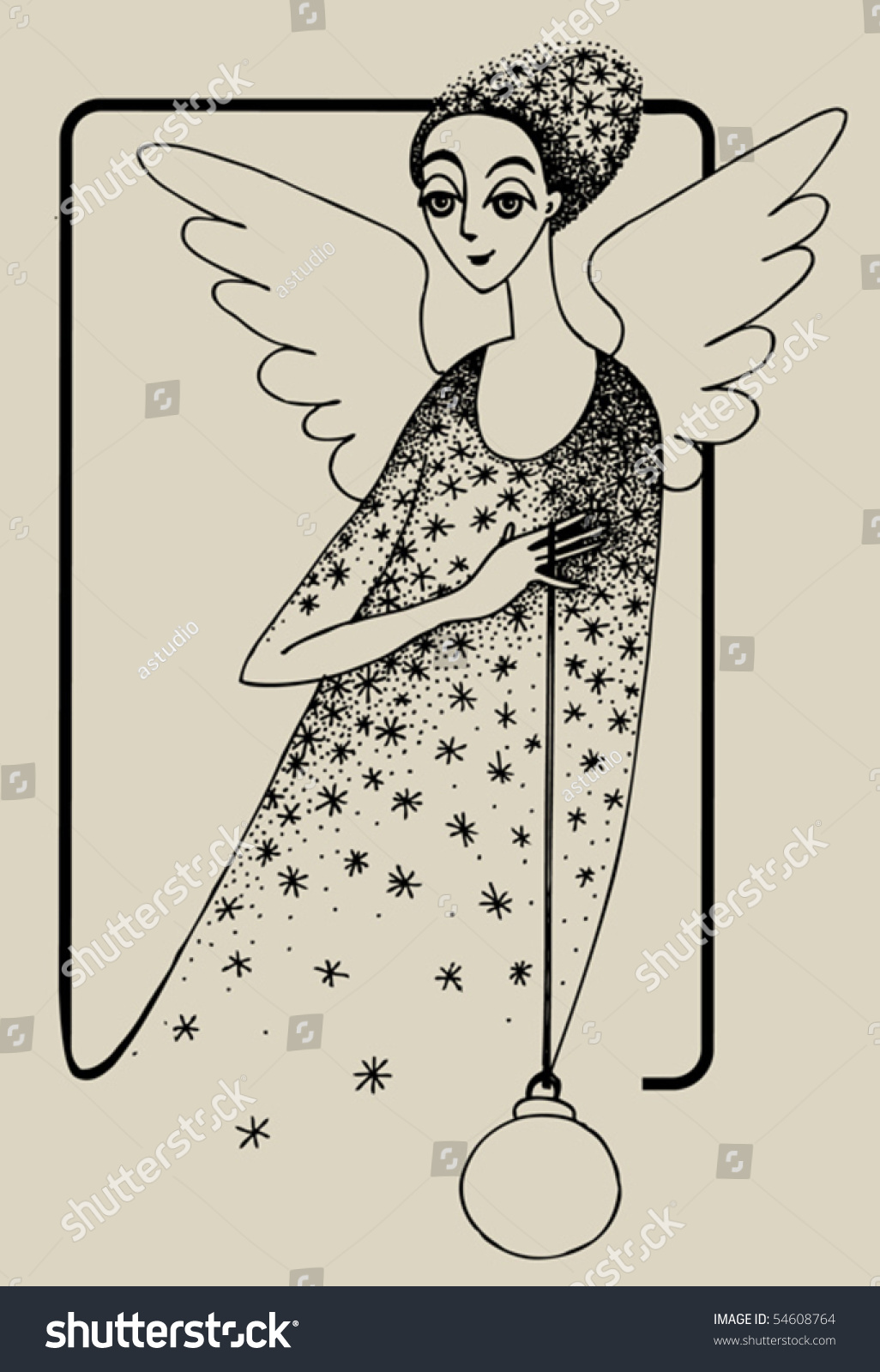 Christmas Angel, Hand-Drawn Illustration, Vector - 54608764 : Shutterstock